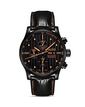 Mido Mens Swiss Automatic Multifort Orange Leather & Interchangeable Black Leather Strap Watch 44mm - Orange Product Image