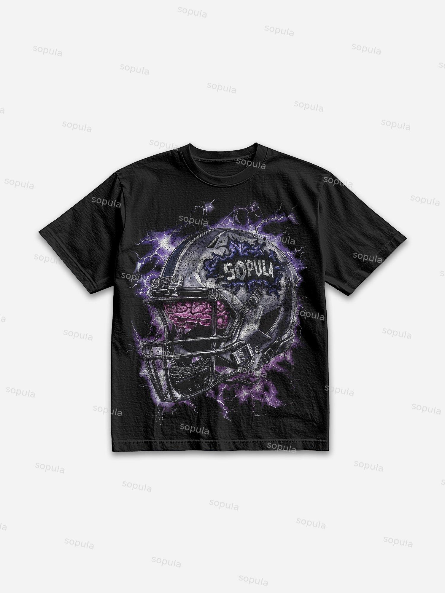 Powered By The Brain Vintage Graphics Cotton T-shirt Product Image