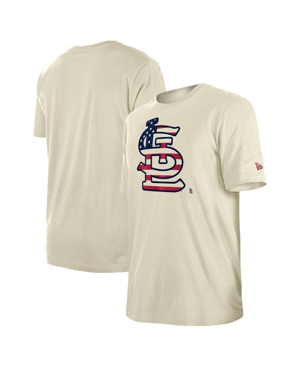 Men's New Era Cream St. Louis Cardinals 4th of July Flag Fill T-Shirt, Size: Small, Beige Product Image
