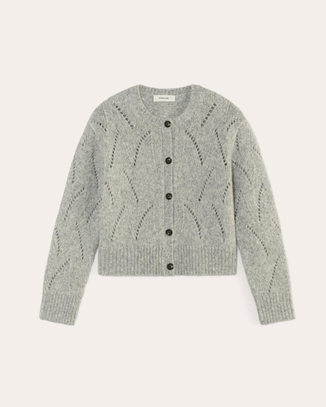 The Pointelle Cardigan in Cloud Product Image