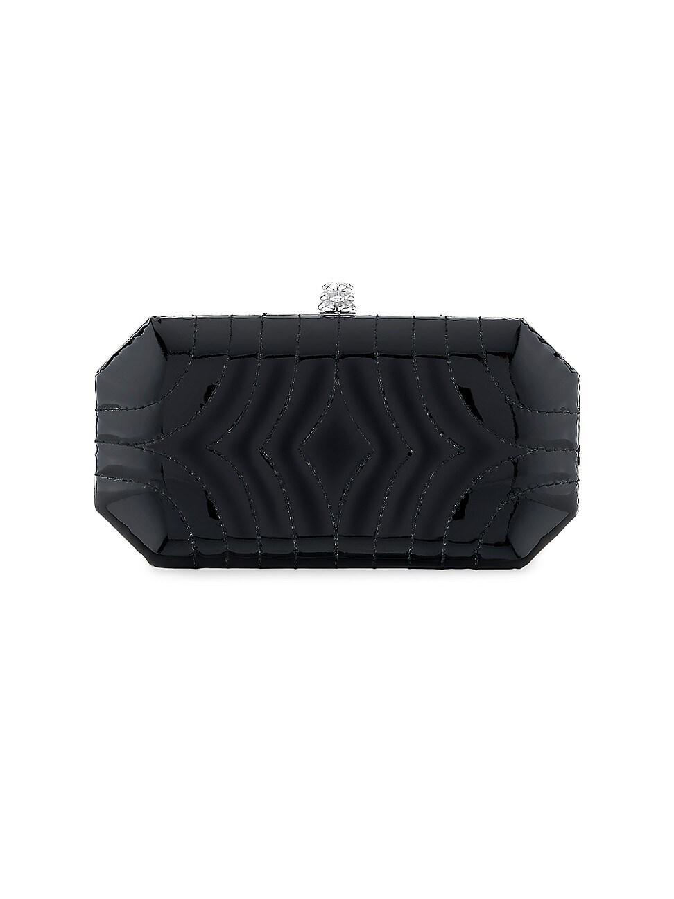 Womens Perry Clutch Small in Custom Quilted Patent Leather with Silver Hardware Product Image