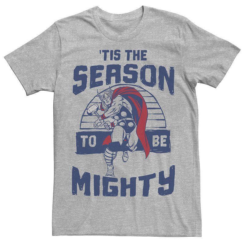 Men's Marvel Thor 'Tis The Season To Be Mighty Christmas Graphic Tee, Size: Large, Athletic Grey Product Image