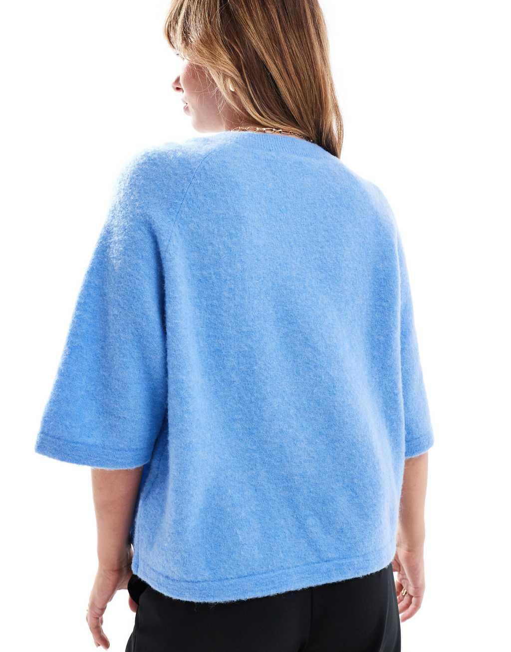 & Other Stories alpaca short sleeve knit sweater in blue Product Image