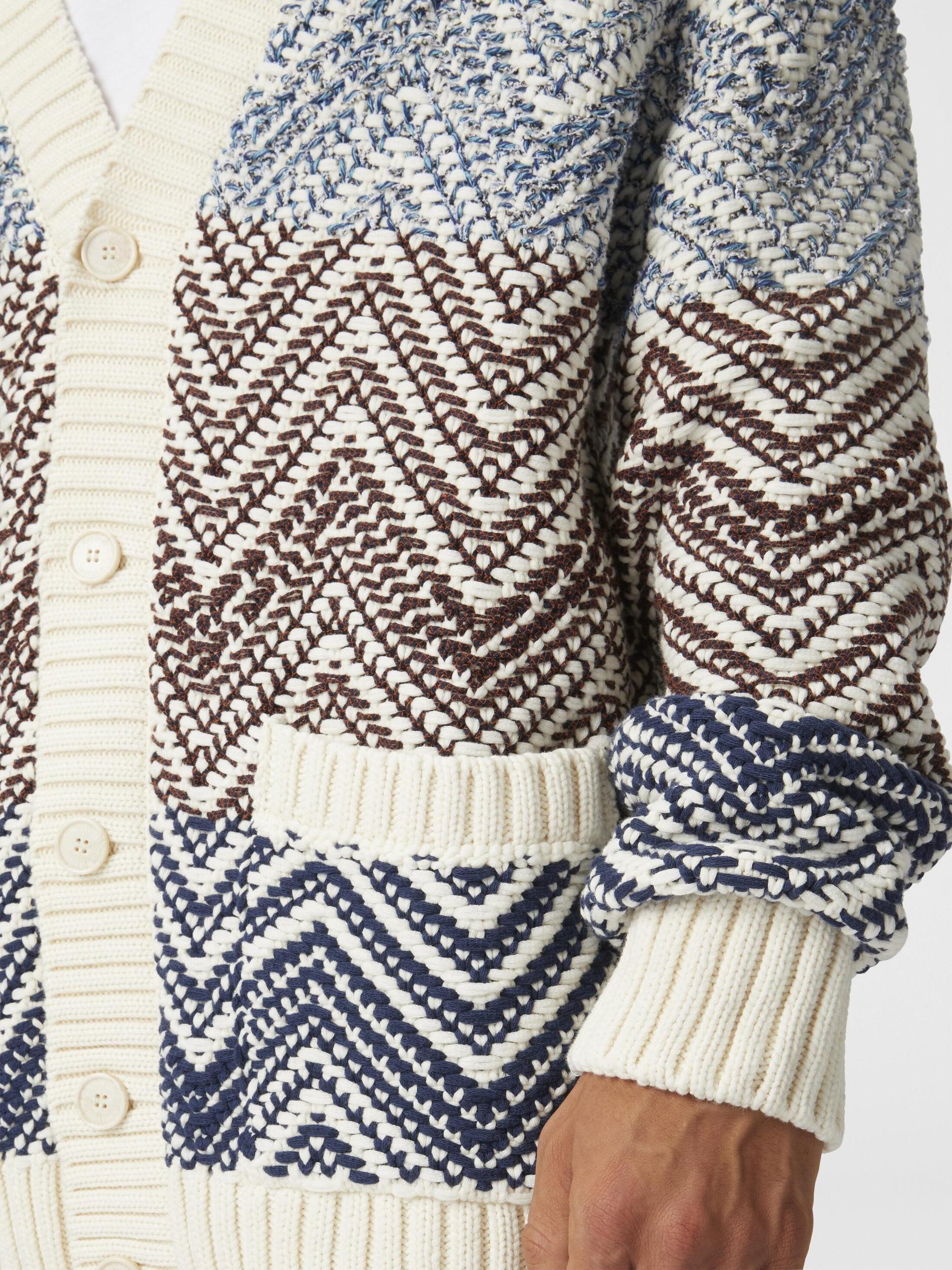 Crochet knit cardigan with macro zigzag and pockets Product Image