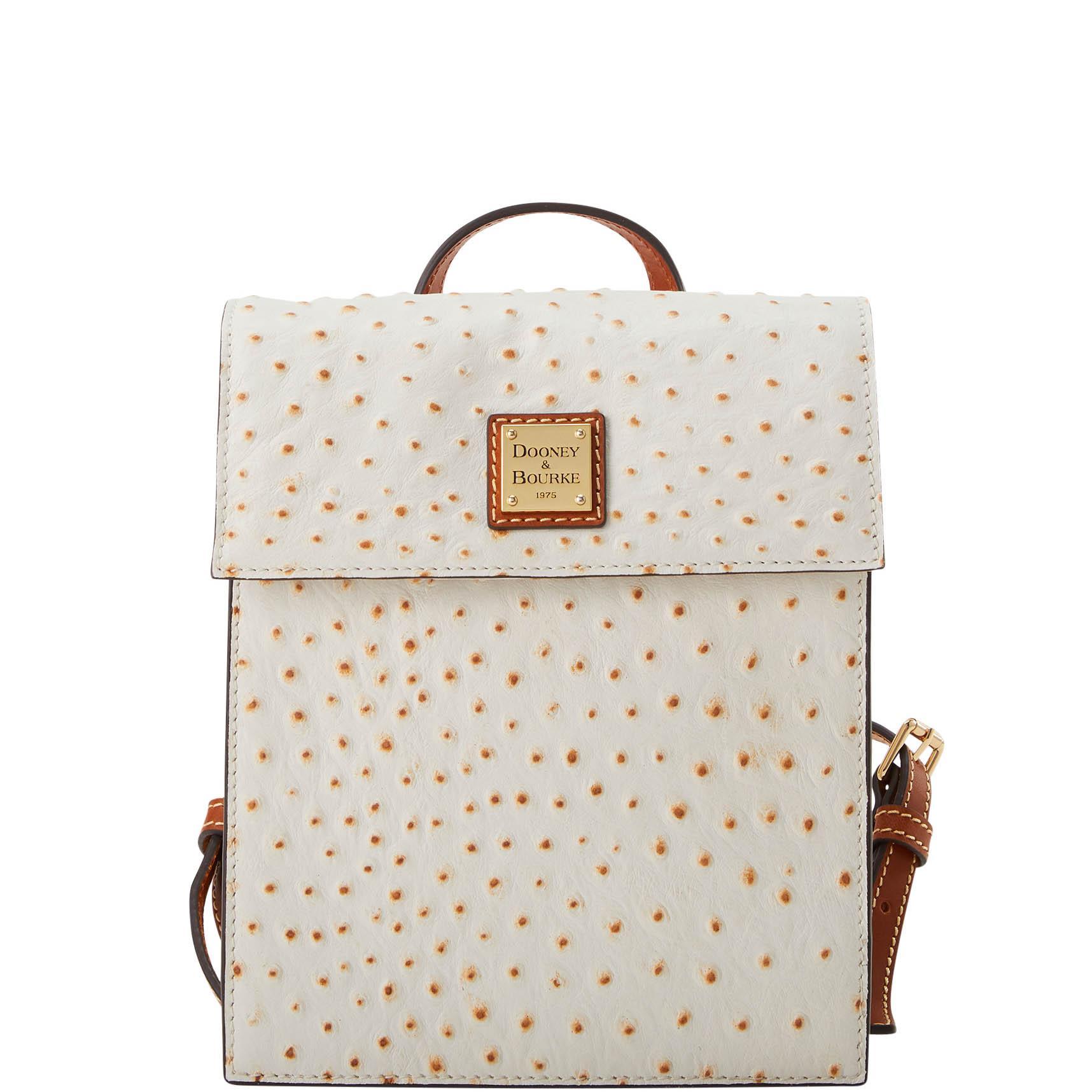 Dooney & Bourke Womens Ostrich Leather Backpack in Bone Product Image