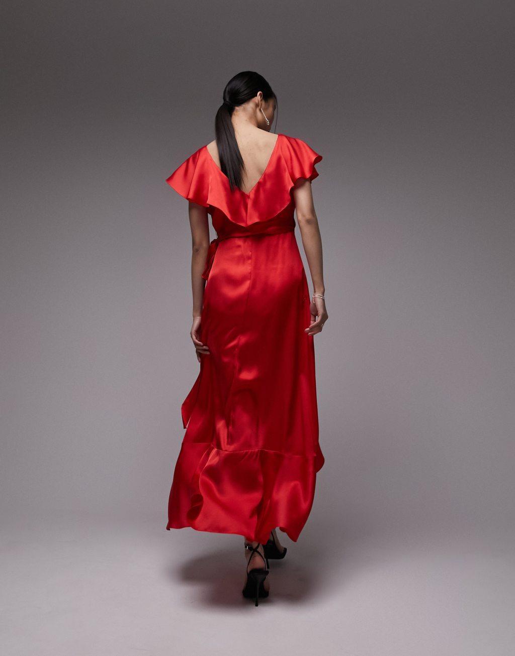 Topshop ruffle wrap midi dress Product Image