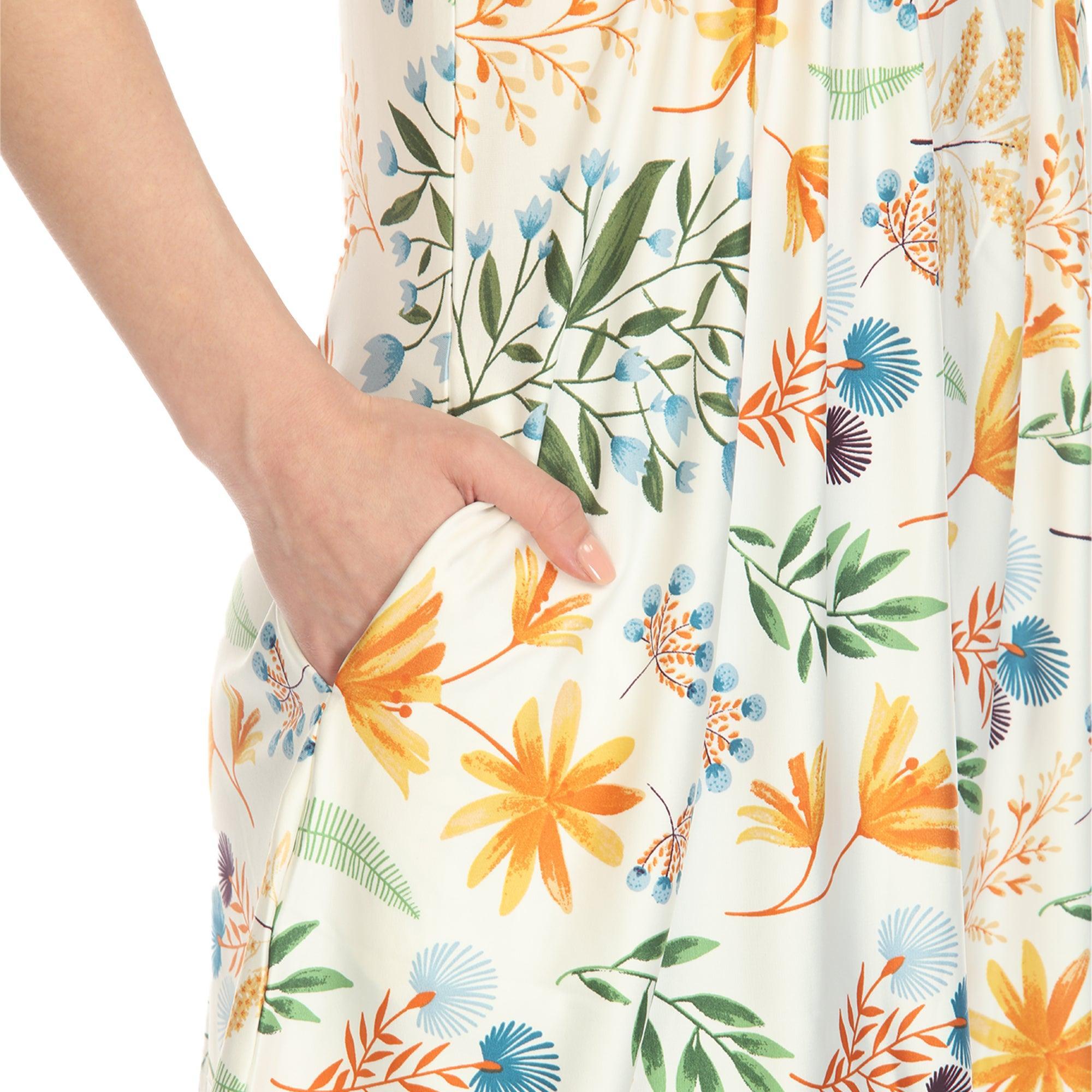 White Floral Sleeveless Tunic Top Product Image