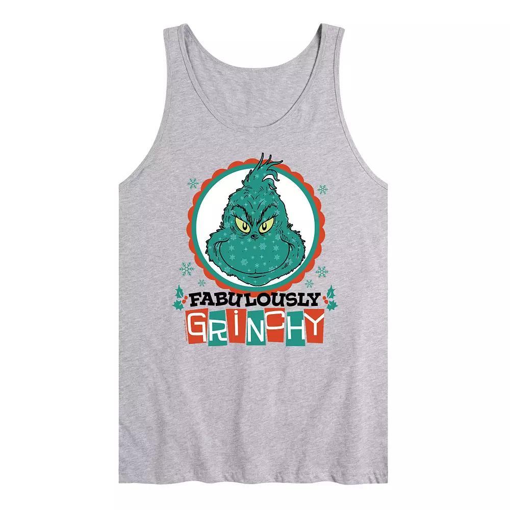 Men's Dr. Seuss The Grinch Fabulously Grinchy Graphic Tank Top, Size: Large, Grey Gray Product Image