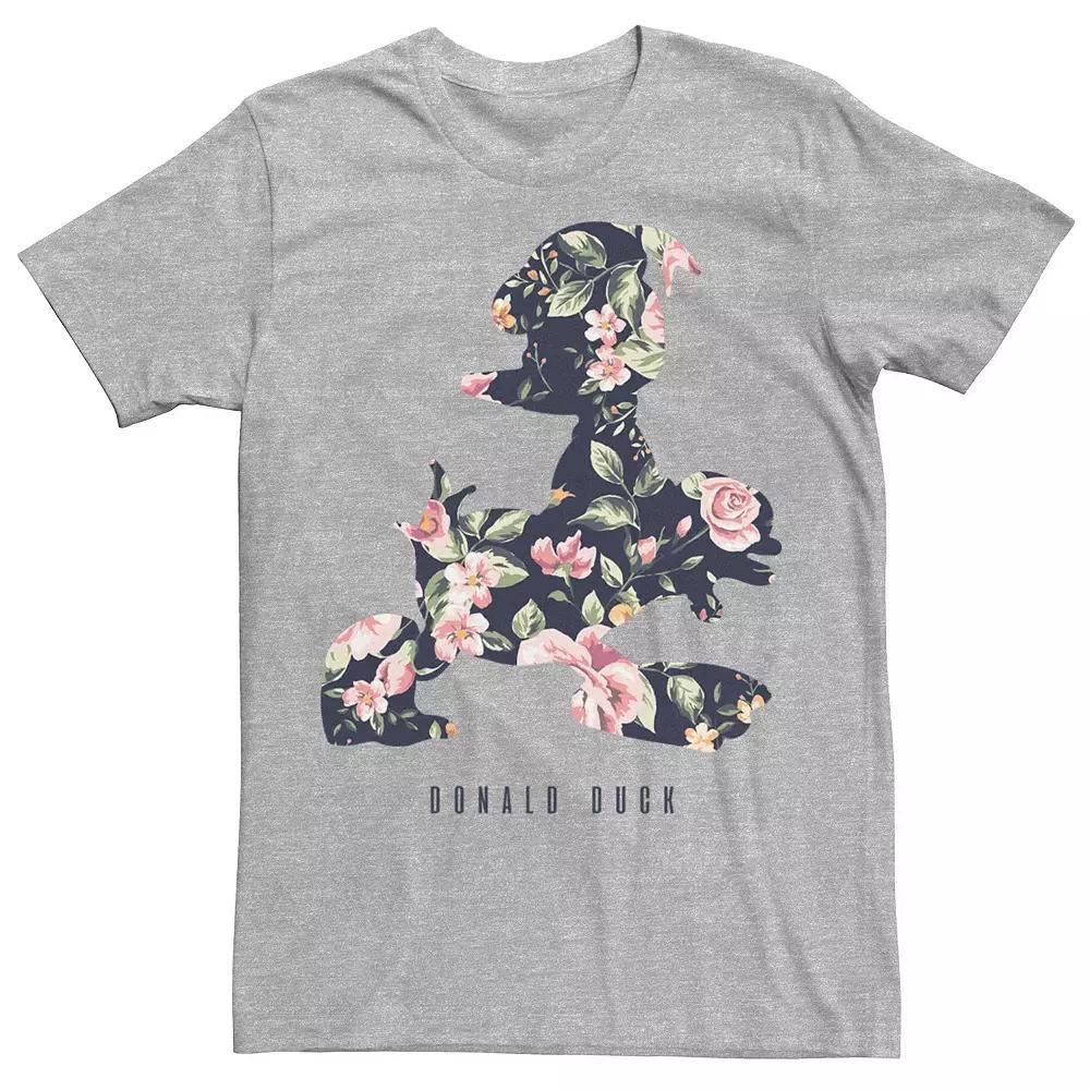 Disney's Donald Duck Floral Fill Silhouette Men's Tee, Size: 3XL, Athletic Grey Product Image