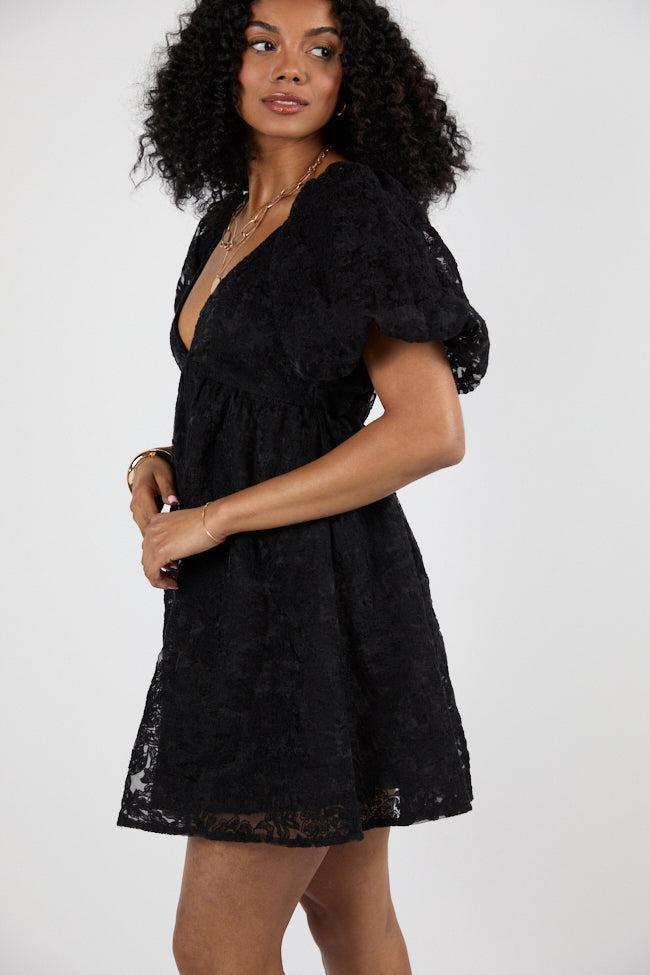 Midnight Muse Black Lace Babydoll Dress SALE Product Image