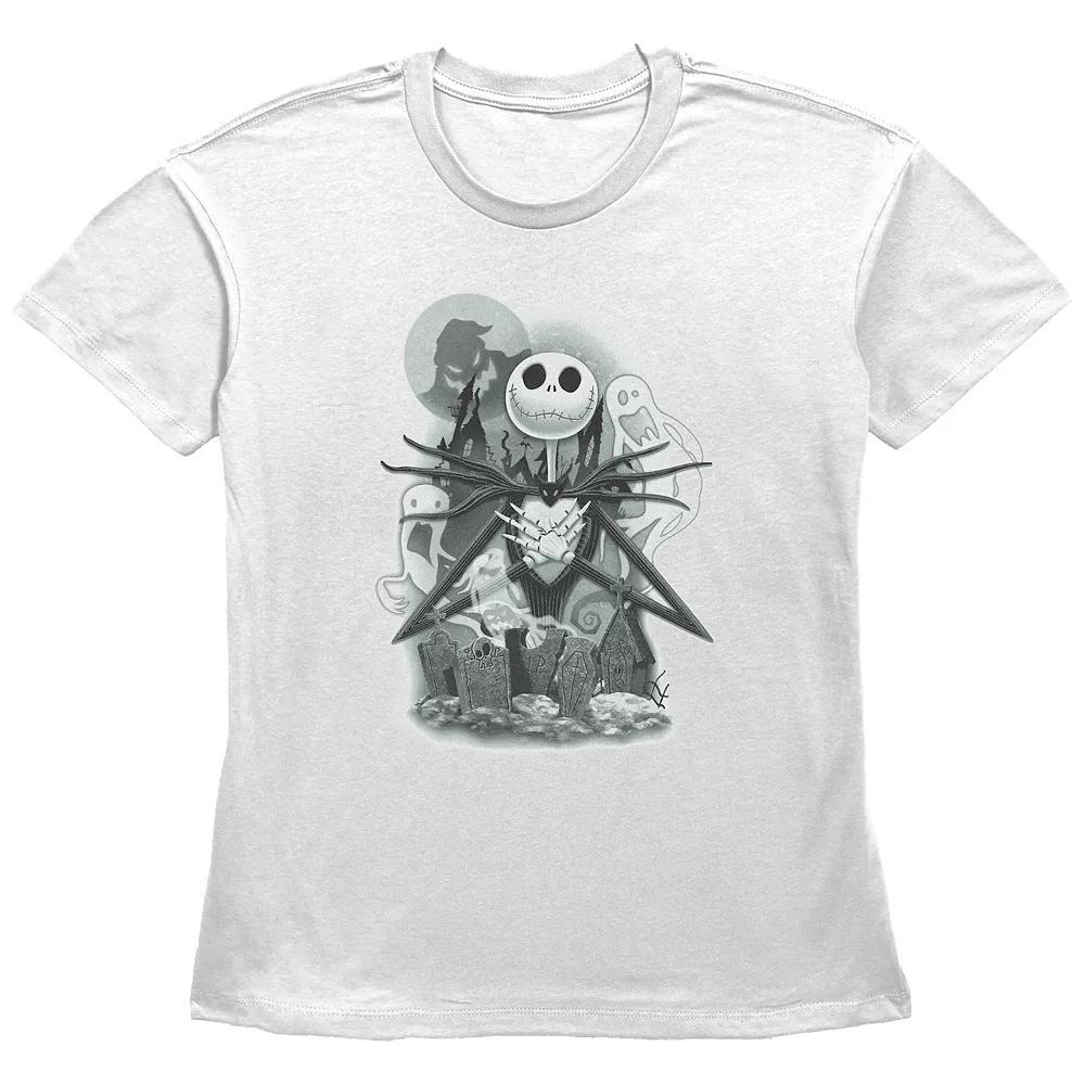 Disney's The Nightmare Before Christmas Jack Skellington Cemetery Women's Graphic Tee, Size: Small, White Product Image