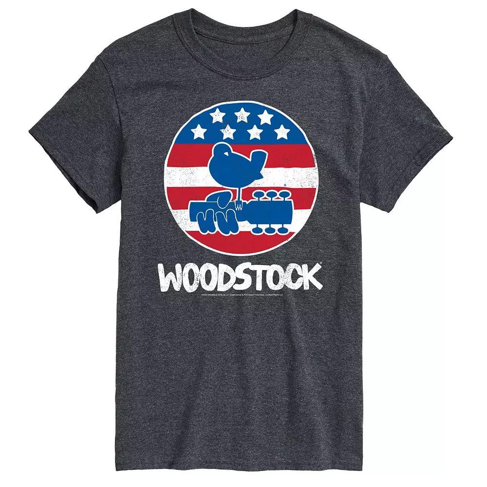 Mens Woodstock Americana Graphic Tee Grey Product Image