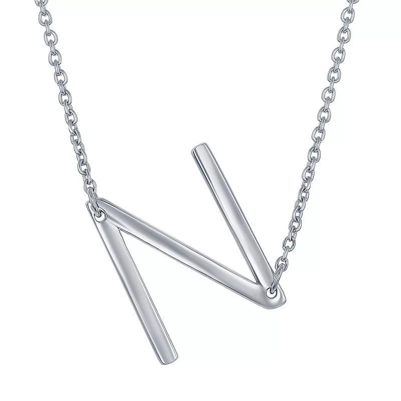 Sterling Silver Sideways Initial Necklace, Womens Sterling B Product Image