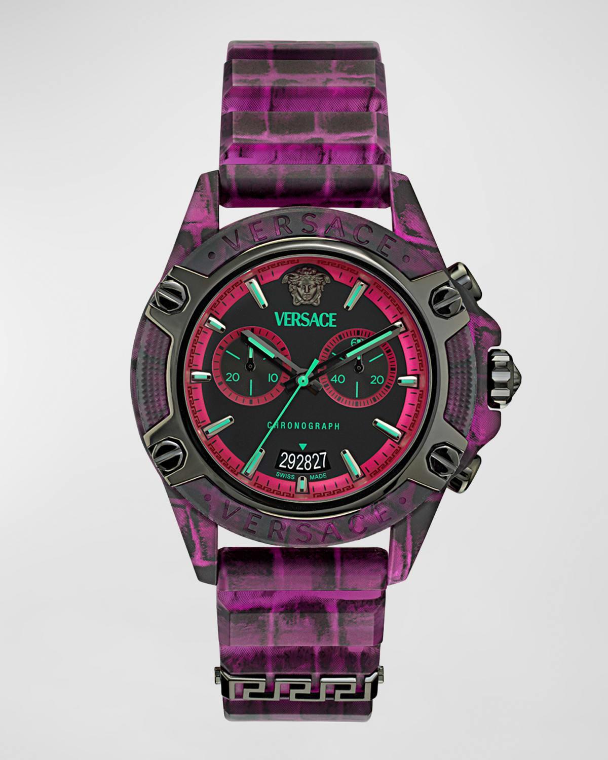 Versace Unisex Icon Active Chronograph Purple Silicone Strap Watch Product Image