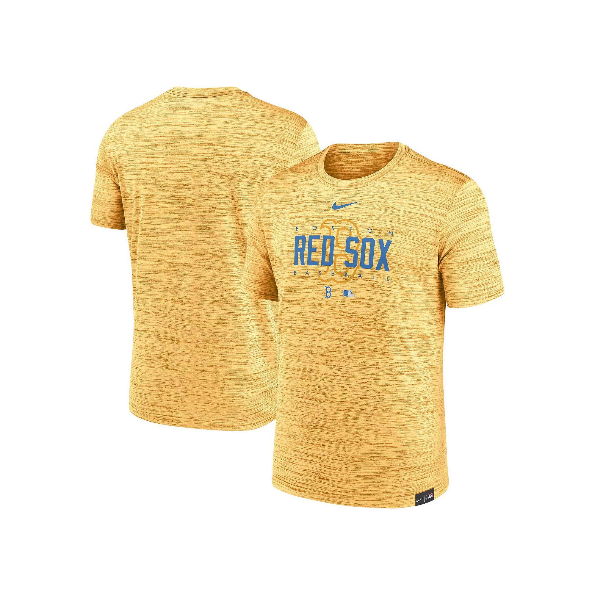 Men's Nike Gold Boston Red Sox City Connect Velocity Practice Performance T-Shirt, Size: Small Product Image