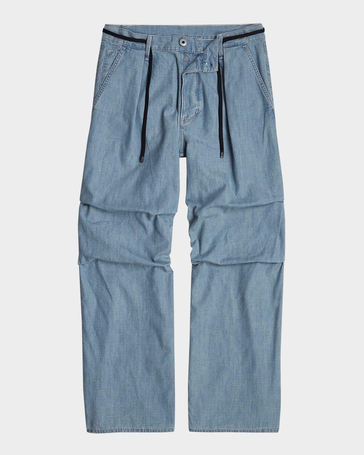 Mens Pleated 3D Denim Pants Product Image