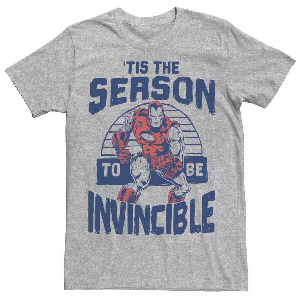Mens Marvel Iron Man Tis The Season Invincible Christmas Tee Athletic Grey Product Image