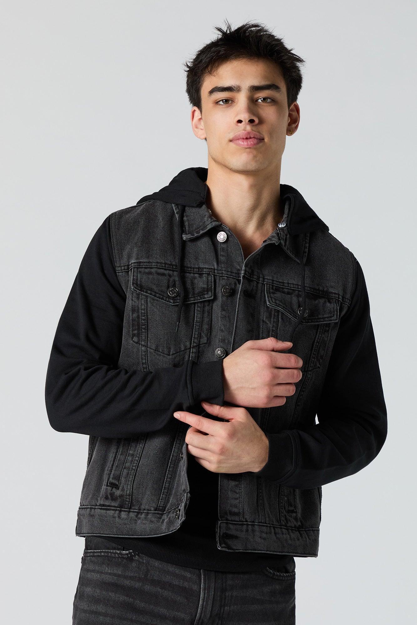 Hooded Denim Jacket Male Product Image