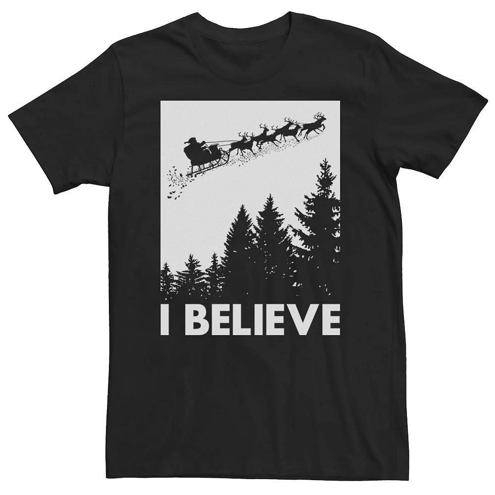 Big & Tall Santa Claus I Believe Reindeer Christmas Tee, Mens Product Image