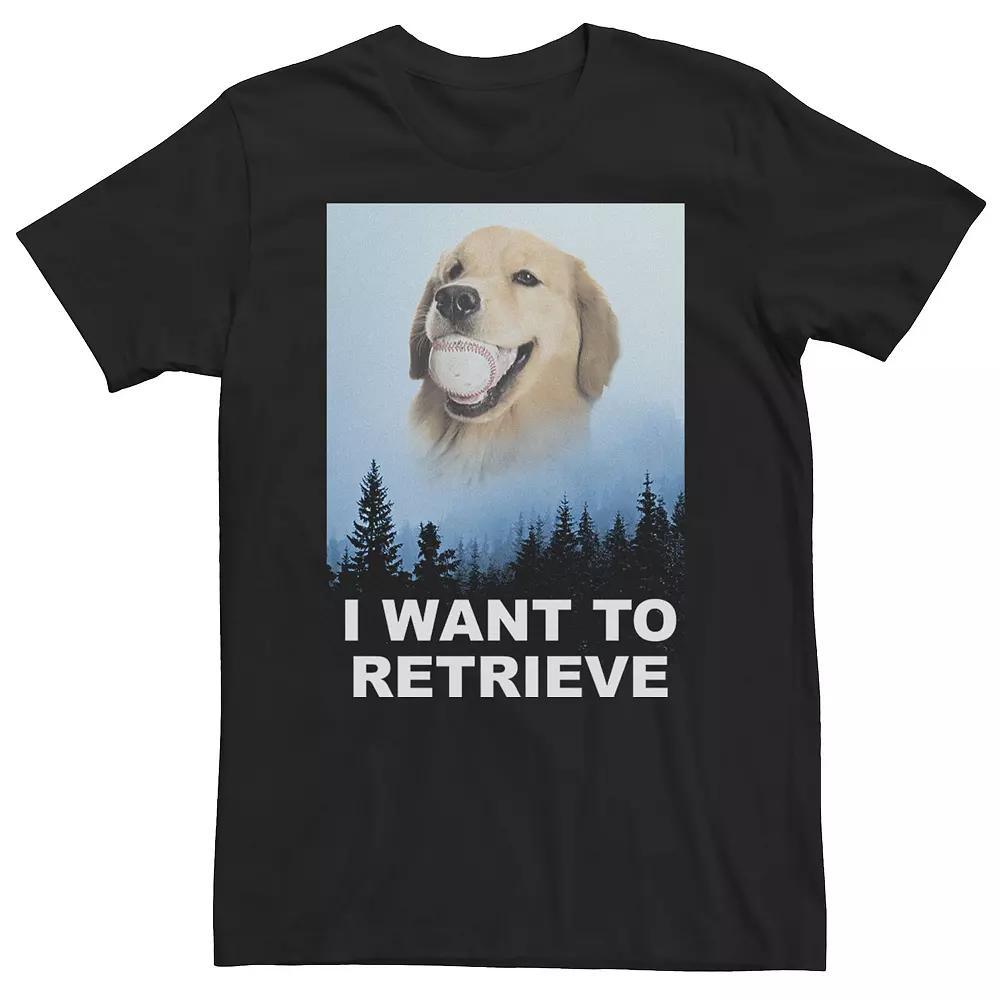 Big & Tall "I Want To Retrieve" Golden Retriever Portrait Tee, Men's, Size: 3XL Tall, Black Product Image