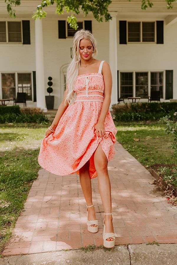 Garden Gorgeous Jacquard Midi in Peach Product Image
