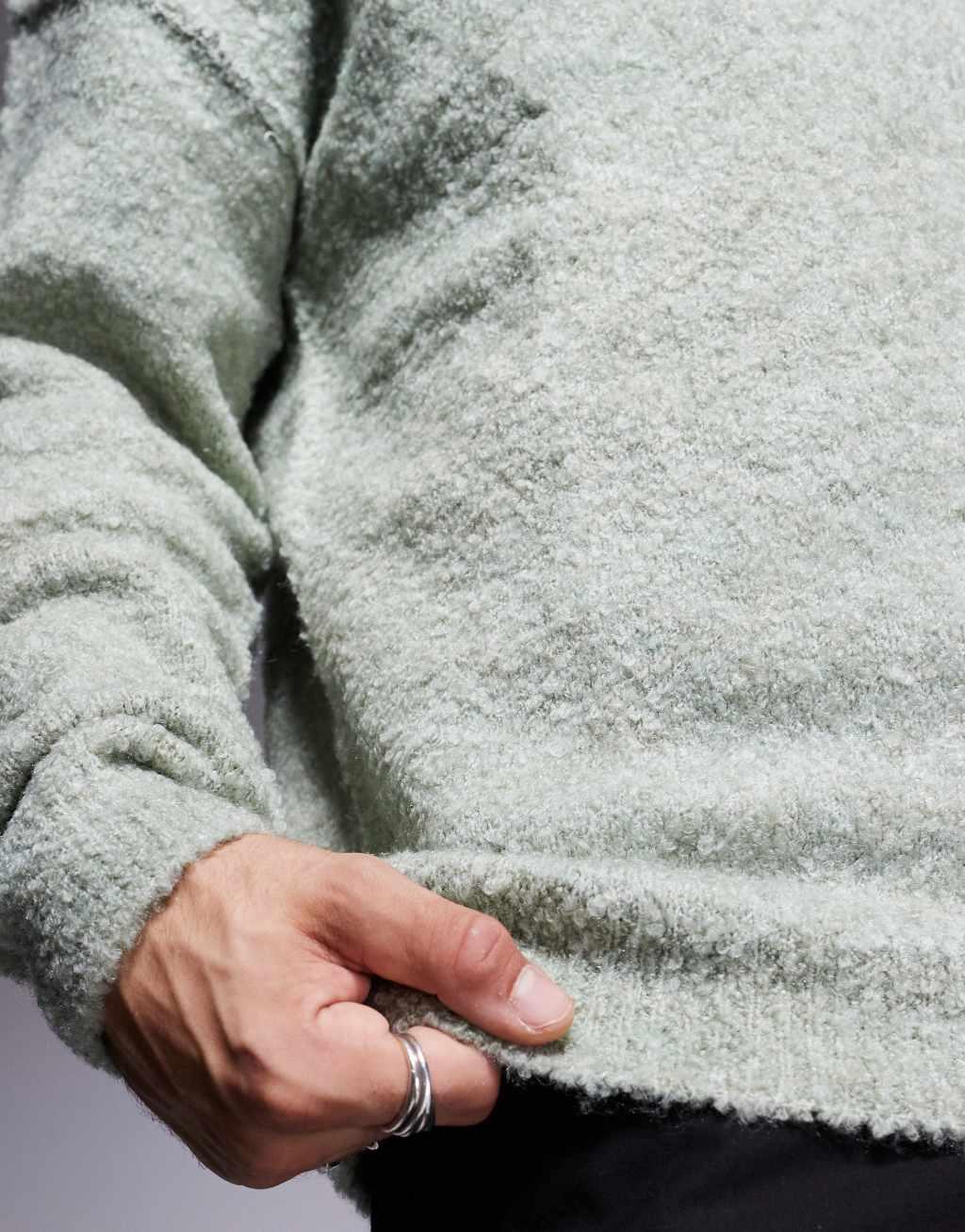 ASOS DESIGN relaxed knit textured sweater in sage green Product Image