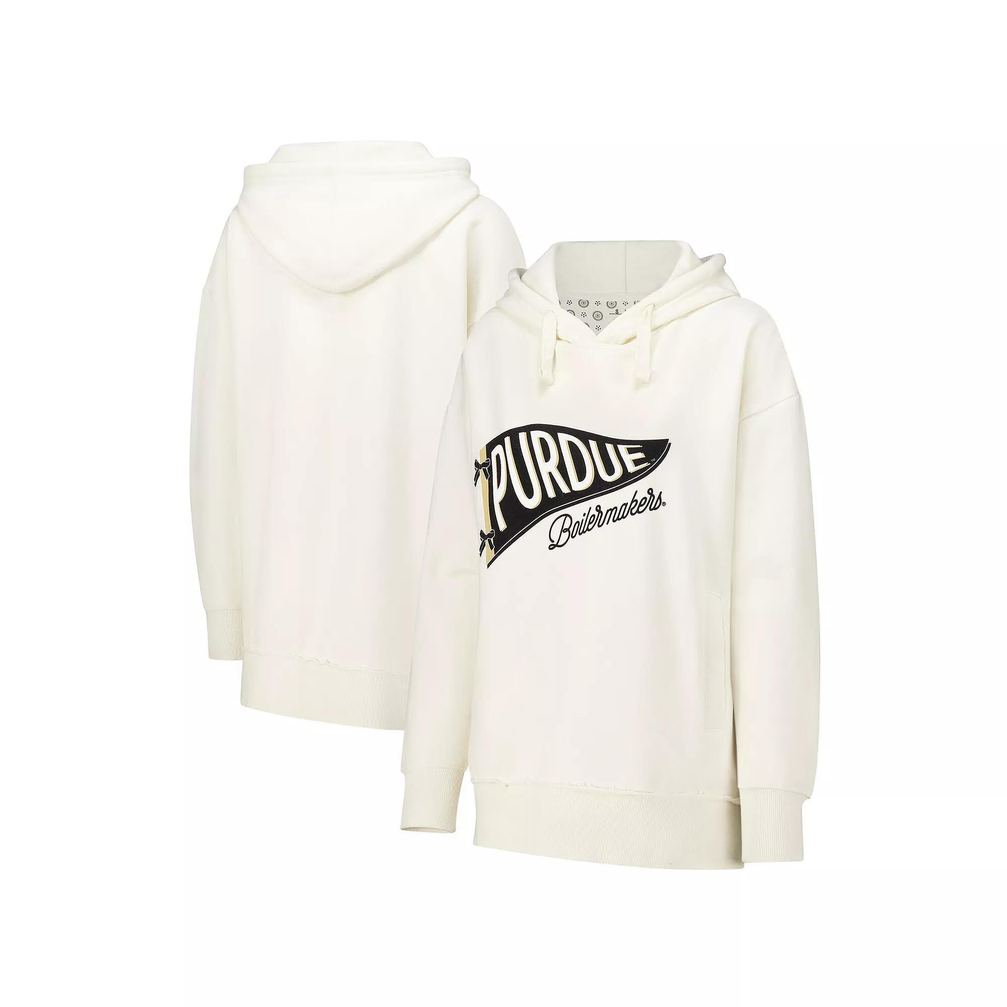 Women's Pressbox  Cream Purdue Boilermakers Marni Pullover Hoodie, Size: Large, Beige Product Image