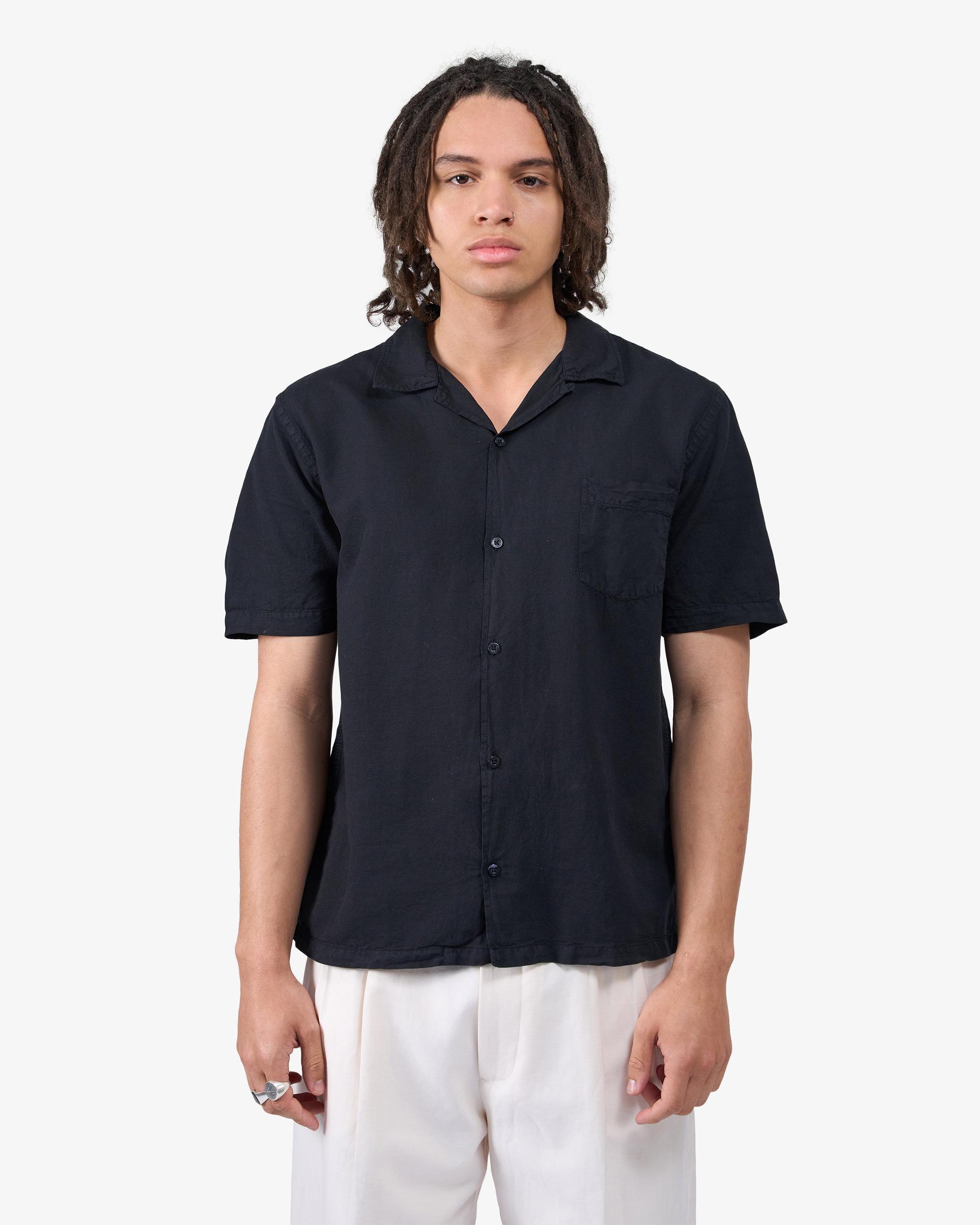 Linen Short Sleeved Shirt - Lava Grey Product Image