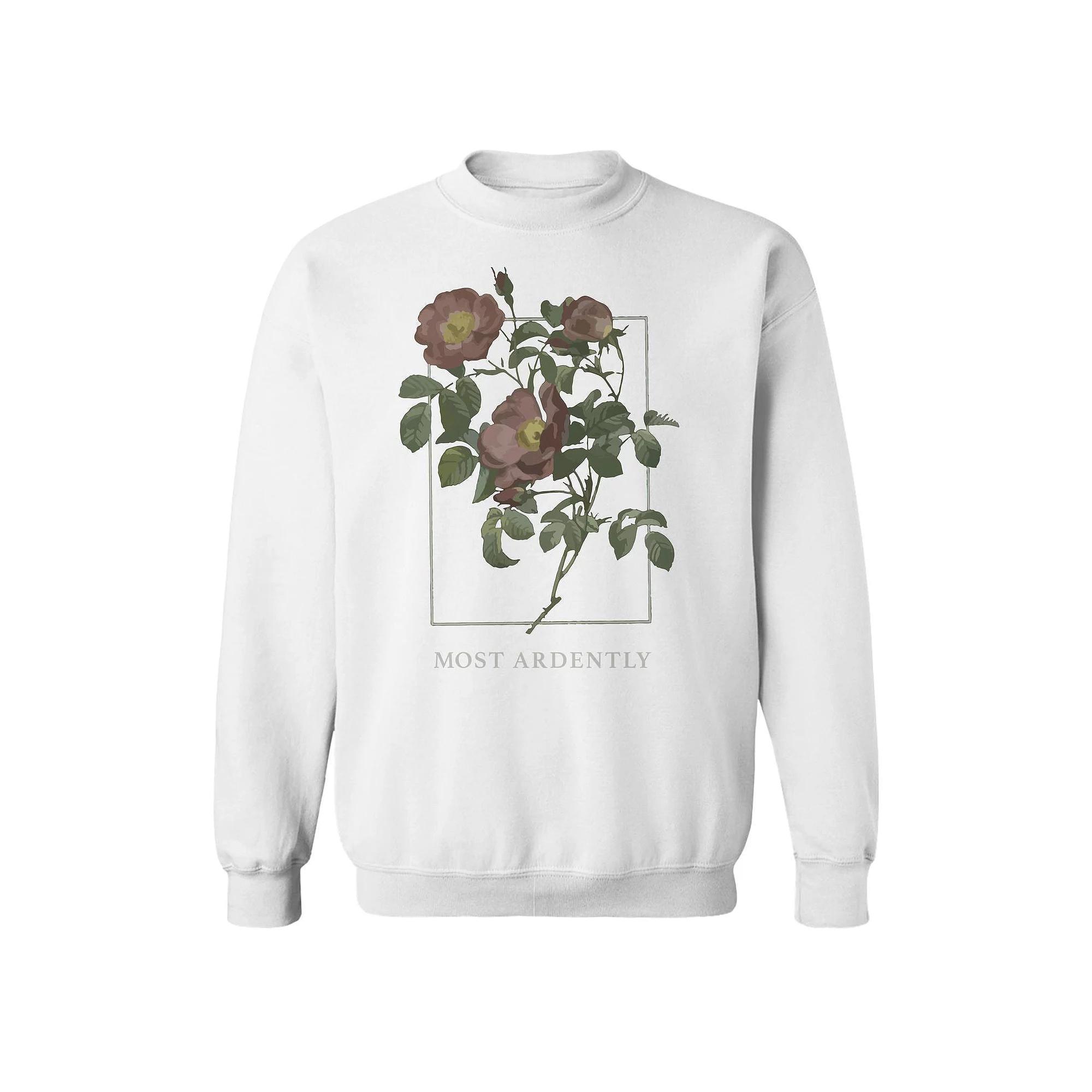 Junior's Most Ardently Graphic Fleece Sweatshirt, Women's, Size: XL, White Product Image