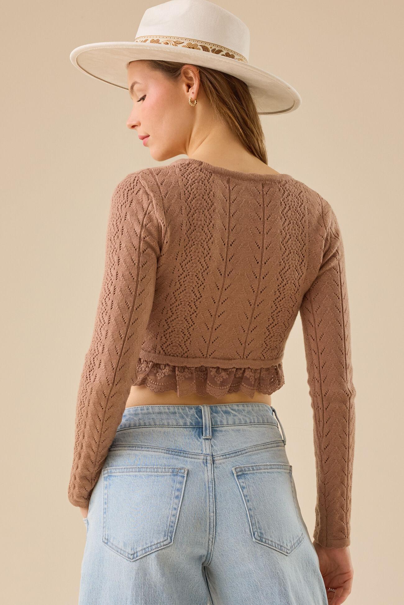 Maria Pointelle Lace Trim Shrug Product Image