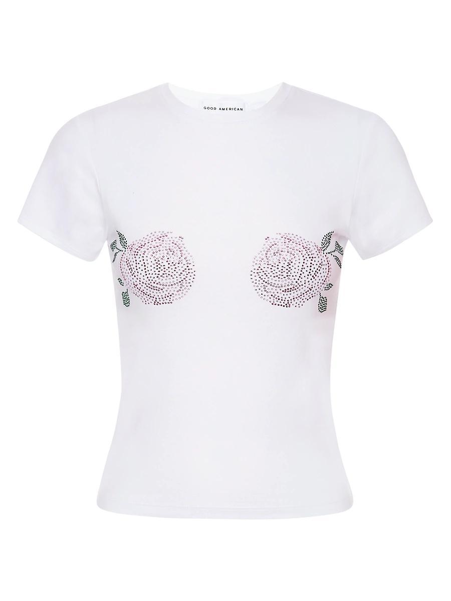 Womens Super Stretch Rhinestone Baby Tee Product Image
