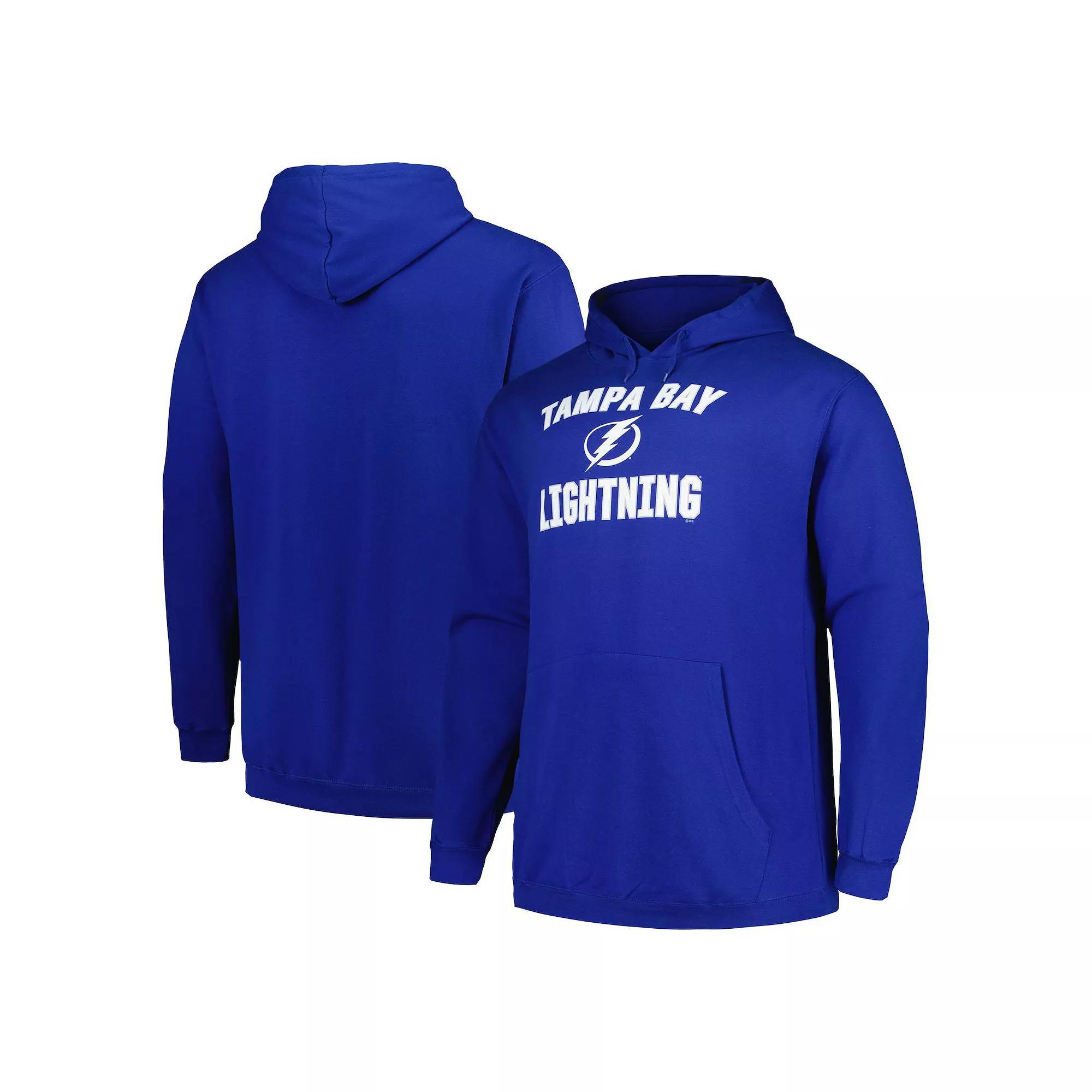 Men's Profile Blue Tampa Bay Lightning Big & Tall Arch Over Logo Pullover Hoodie, Size: 4XLT, Lgh Blue Product Image