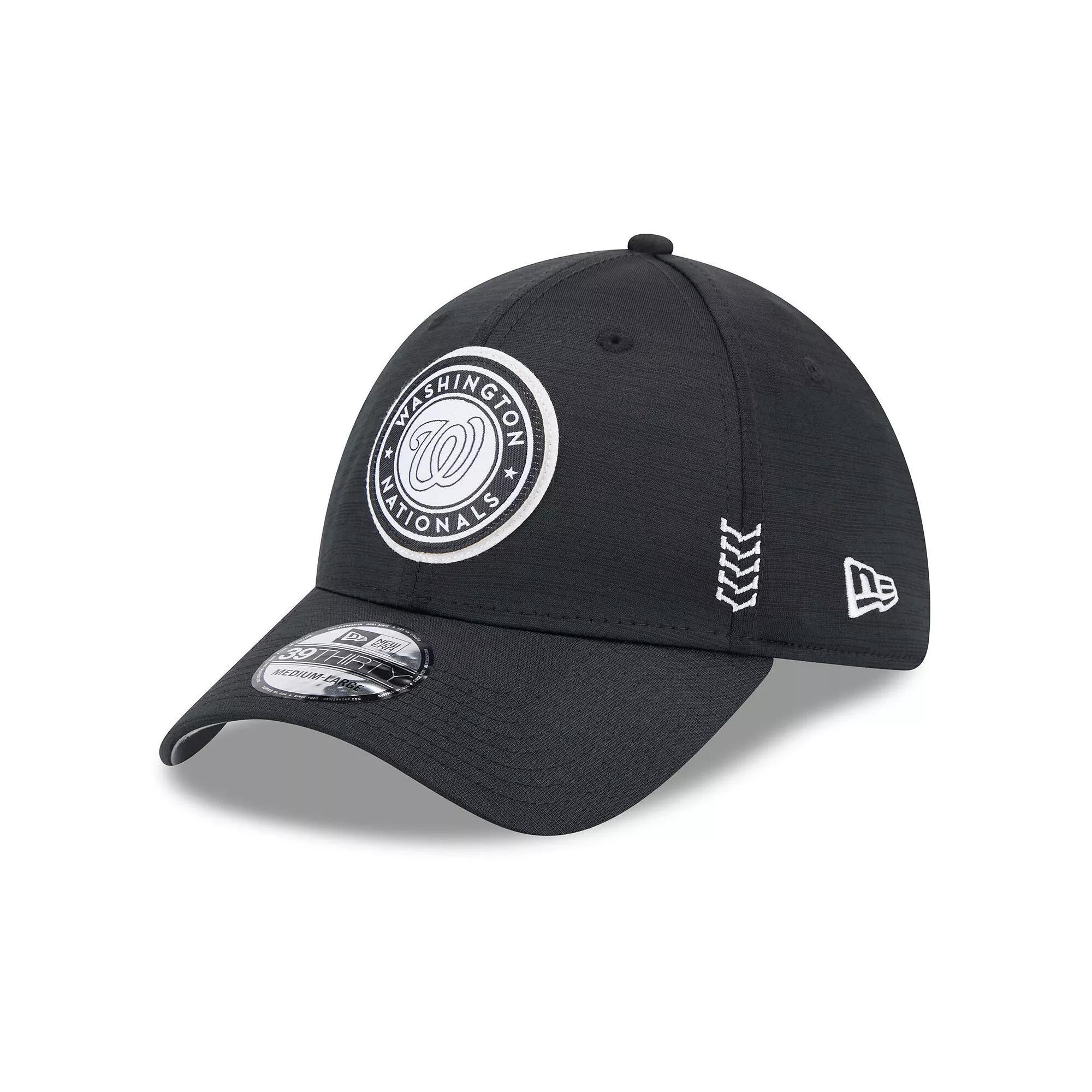 Men's New Era  Black Washington Nationals 2024 Clubhouse 39THIRTY Flex Fit Hat, Size: Medium/Large Product Image
