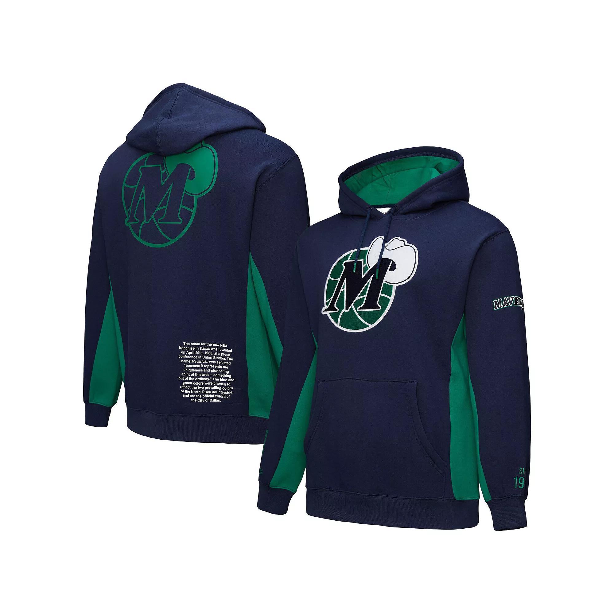 Men's Mitchell & Ness Navy Dallas Mavericks Hardwood Classics Team Origins Fleece Pullover Hoodie, Size: 3XL, Blue Product Image