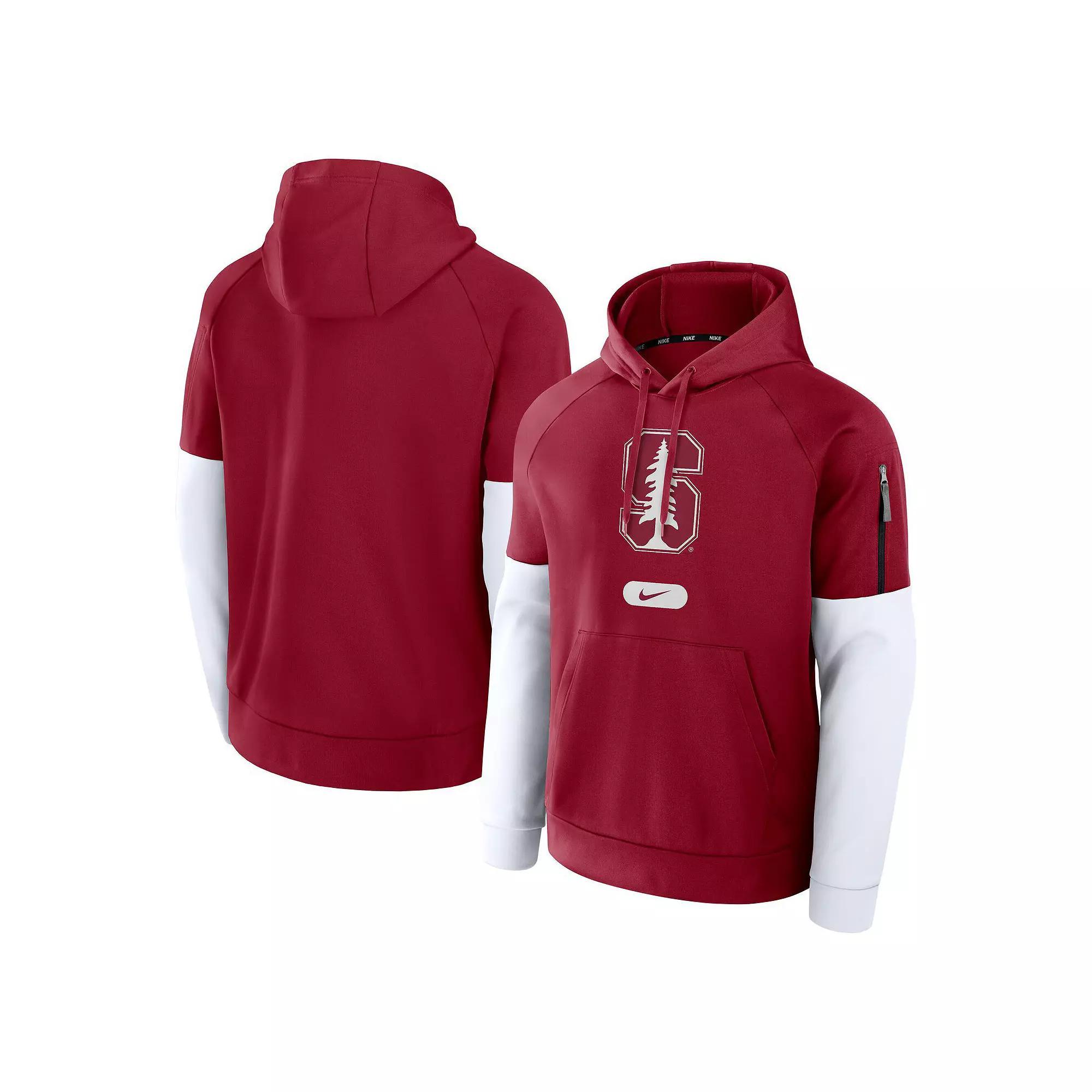 Men's Nike Cardinal Stanford Cardinal Fitness Performance Pullover Hoodie, Size: XL, Red Product Image