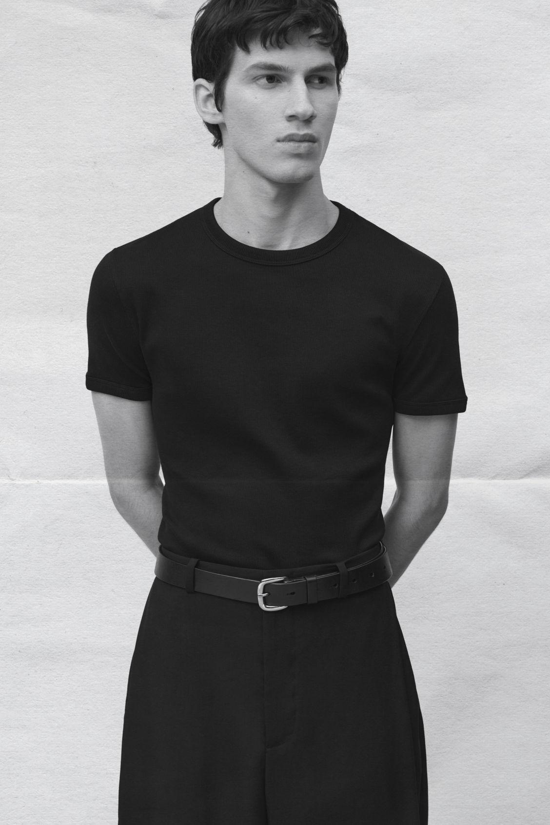 SLIM RIBBED COTTON T-SHIRT Product Image