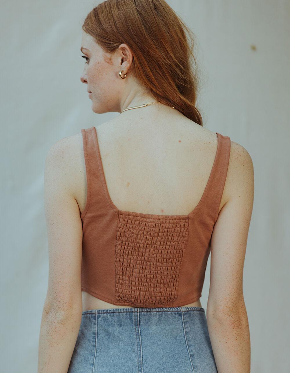 WEST OF MELROSE Womens Bustier Tank Top - BROWN Product Image