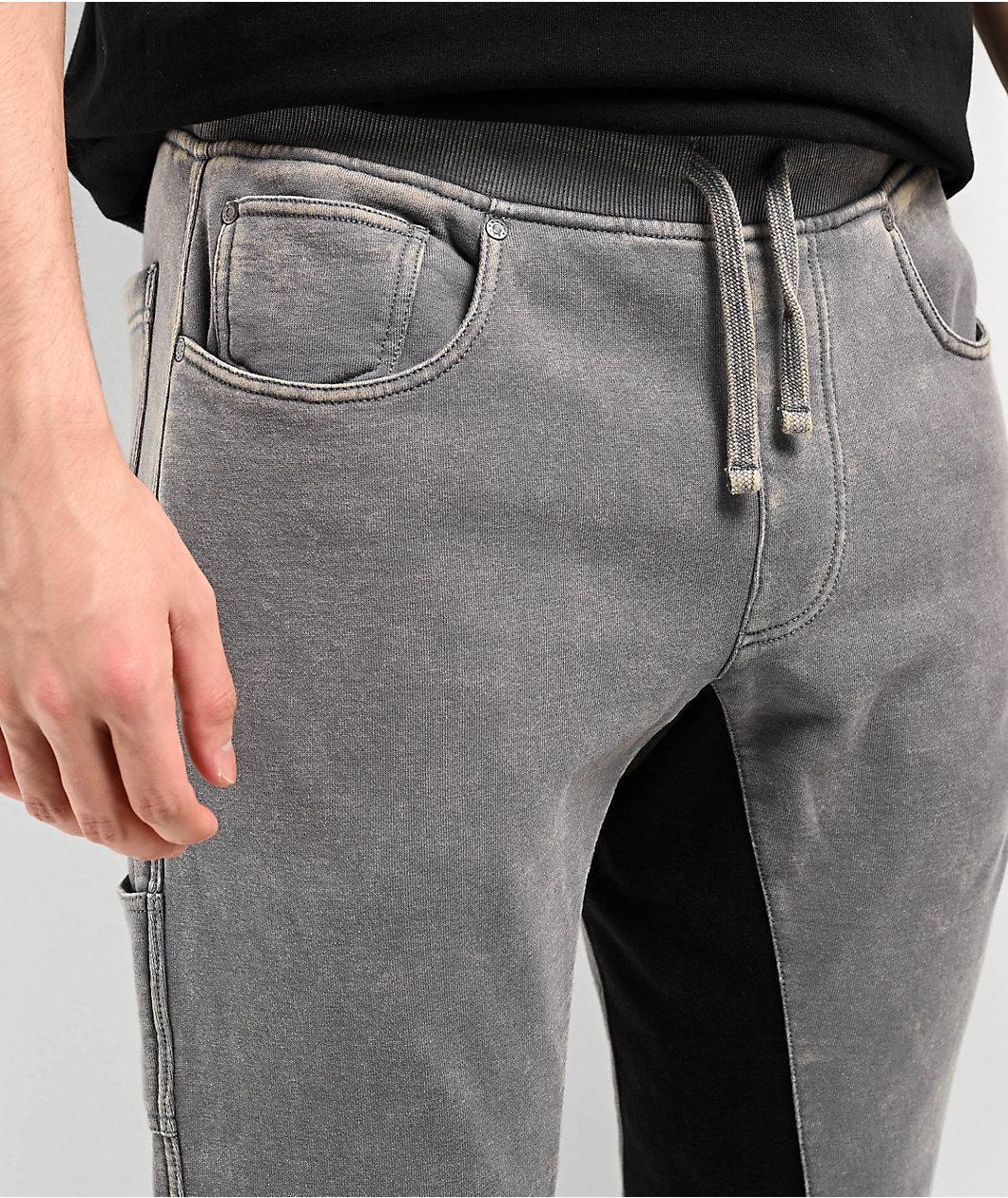 Ninth Hall Grey & Black Wash Stacked Flare Sweatpants Product Image