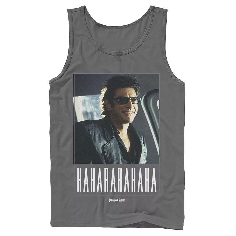 Men's Jurassic Park Ian Malcolm Hahararahaha Tank Top, Size: Small, Grey Product Image