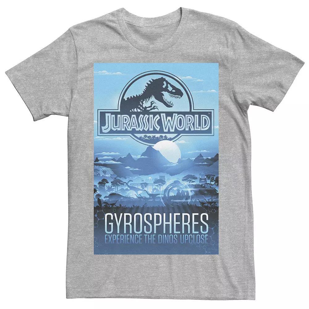 Mens Jurassic World Gyrospheres Tour Park Poster Graphic Tee Grey Heather Product Image
