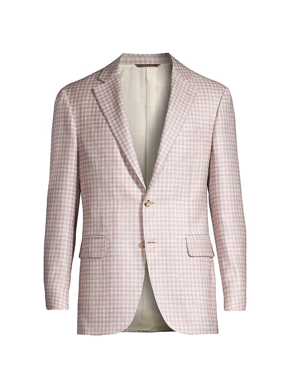 Mens Kei Checked Wool & Silk Two-Button Sport Coat Product Image