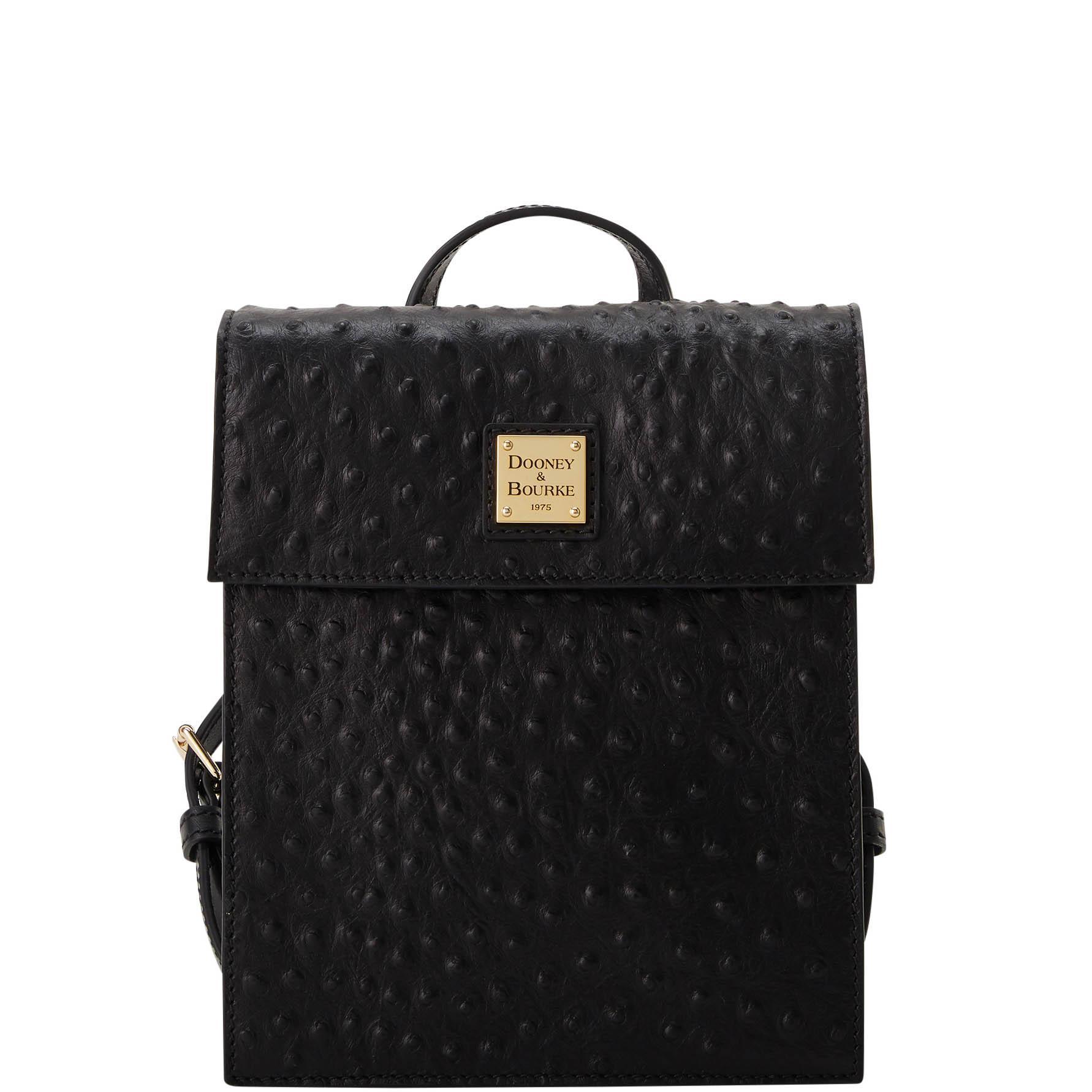 Dooney & Bourke Womens Ostrich Leather Backpack in Black Product Image