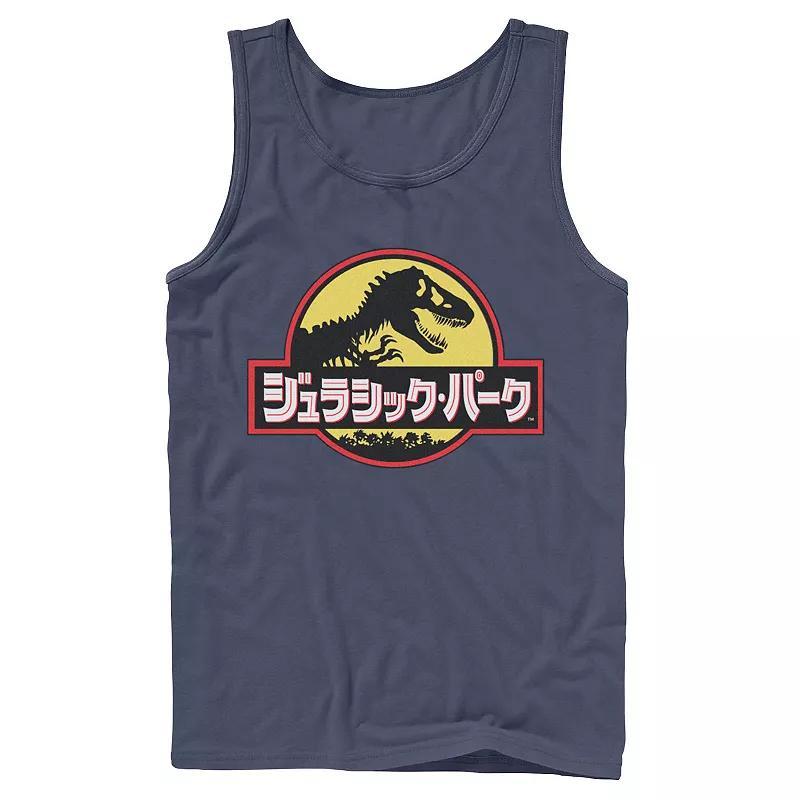 Mens Jurassic Park Japanese Classic Logo Tank Top Blue Product Image