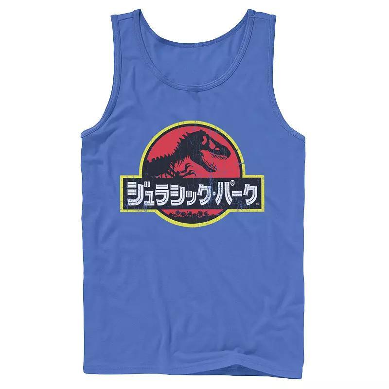 Mens Jurassic Park Japanese Red Logo Tank Top Grey Product Image