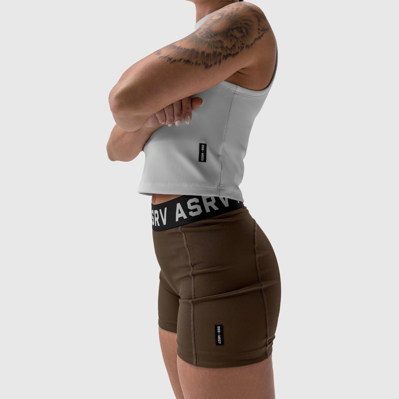 W027. Performance Ribbed Short - Dark Earth Product Image