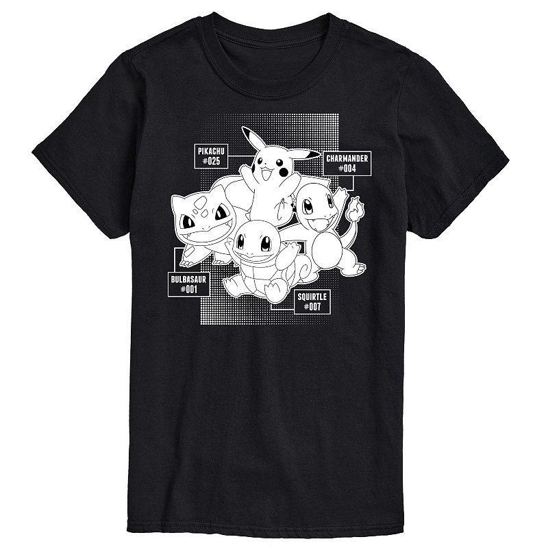 Mens Pokemon Starter Labels Graphic Tee Product Image
