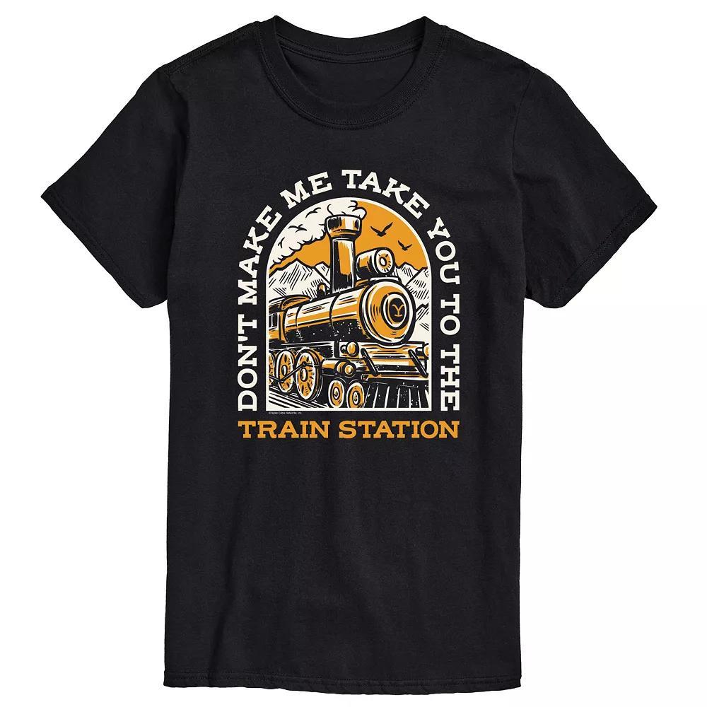 Mens Yellowstone Take You Train Station Graphic Tee Blue Product Image