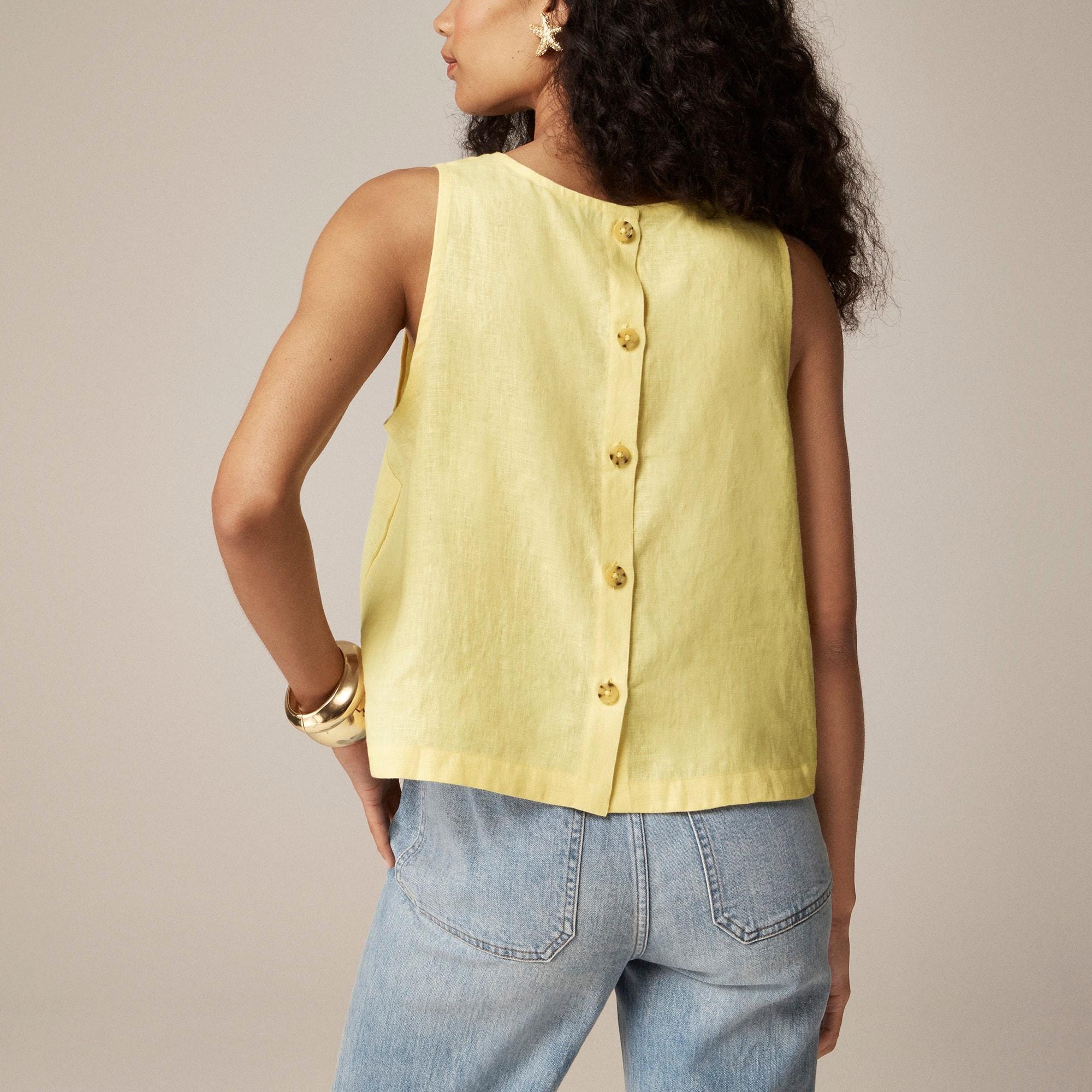Maxine button-back top in linen Product Image