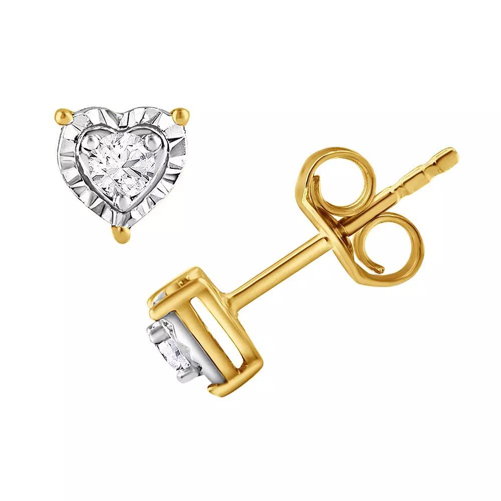Diamond Brilliance 1/10 Carat T.W. Lab-Grown Diamond Heart Stud Earrings, Women's, Gold Tone Product Image