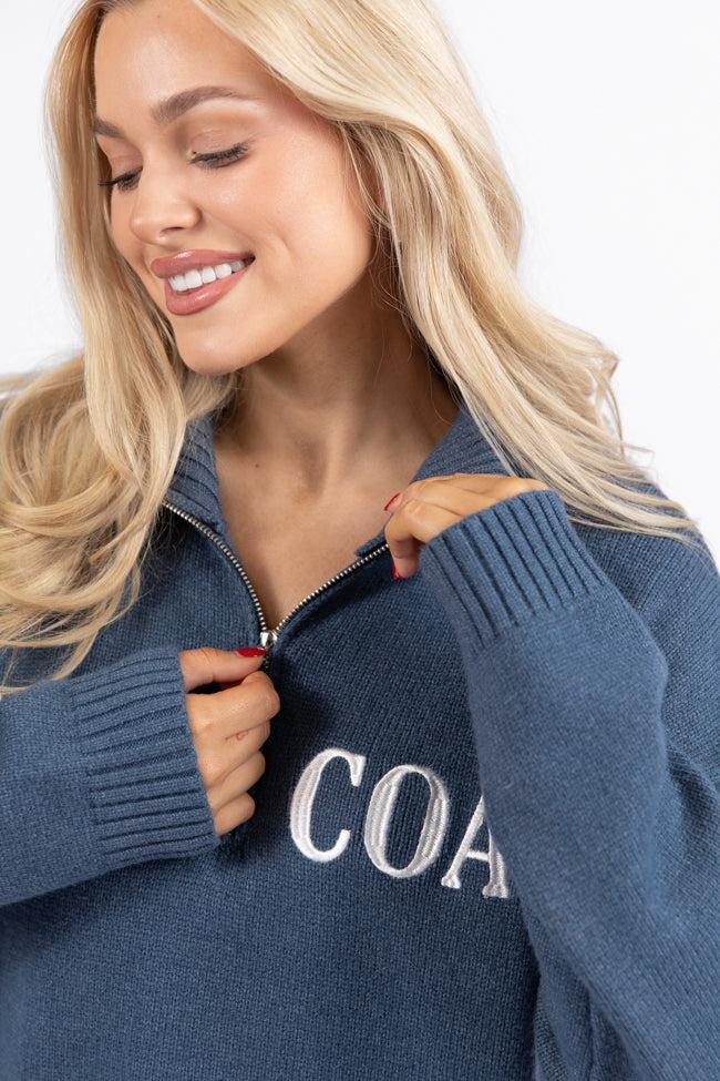Roll With It Navy East Coast Quarter Zip Sweater FINAL SALE Product Image